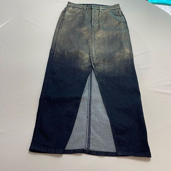 Hudson Jeans Reconstructed Midi Denim Skirt Size 25 New - Picture 1 of 12